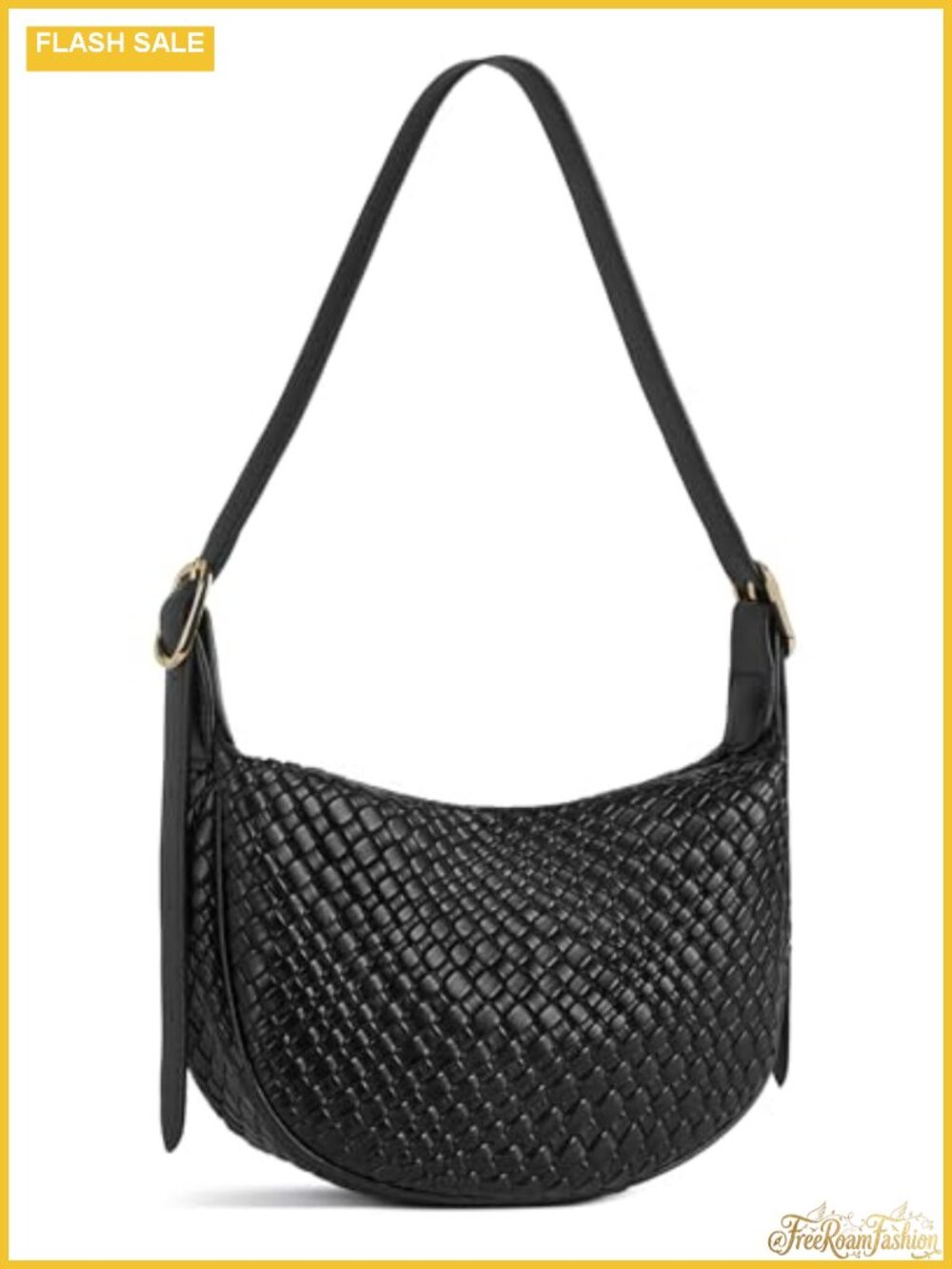 Vegan Leather Crescent Crossbody Hobo Bag Adjustable Strap